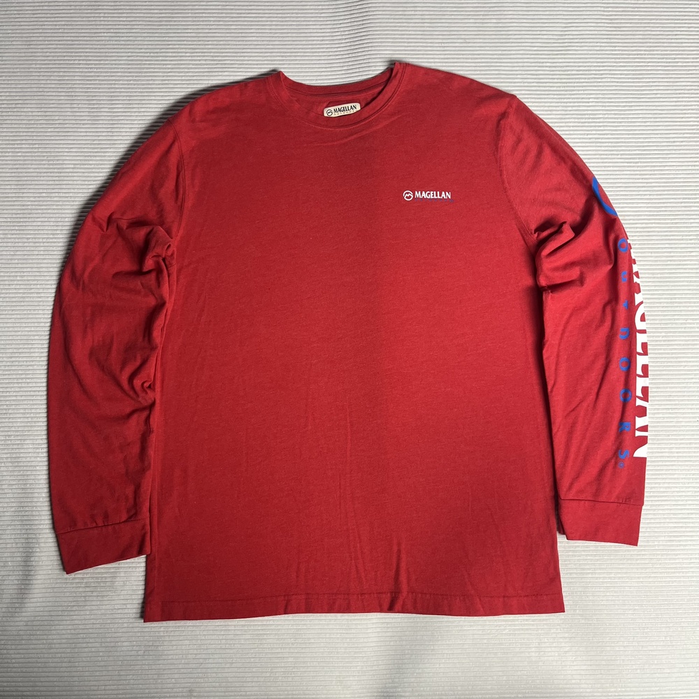 Magellan Outdoors Shirt Mens L Red Logo Graphic Long Sleeve Tee Classic Fit